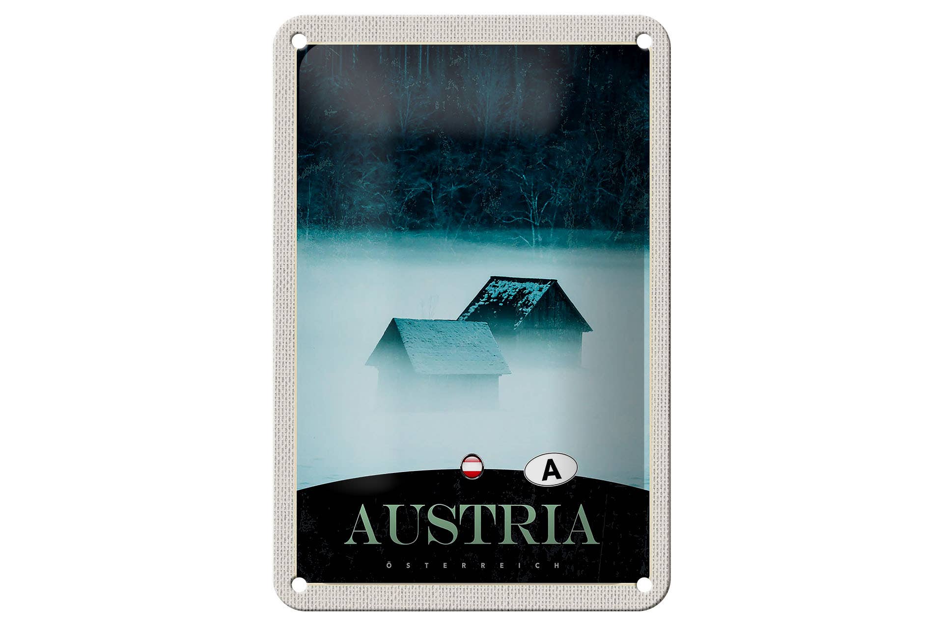 Femer - Wholesale Sign - Tin sign 12x18cm Austria Forest Houses Mountains0