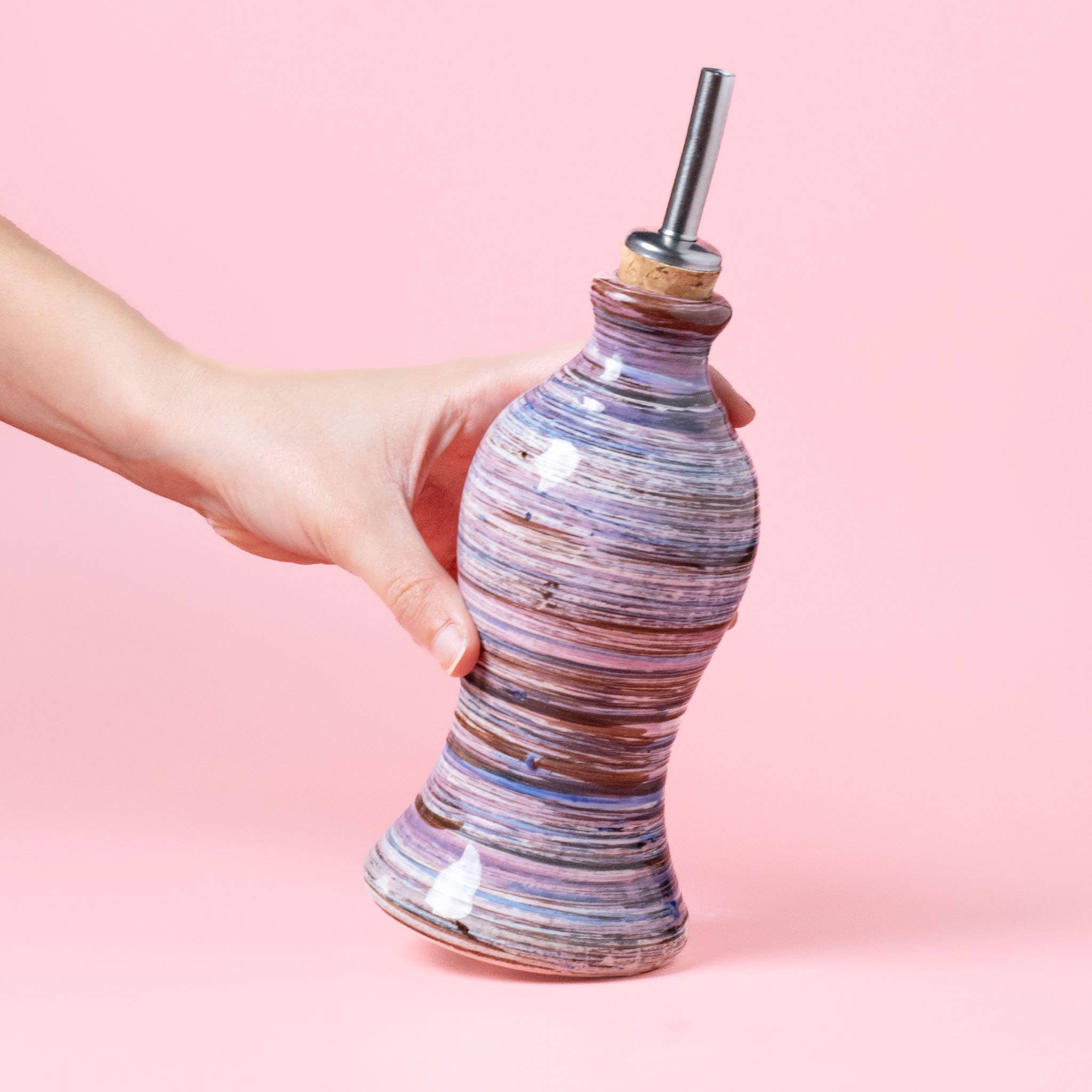 Alfar Tierra Cocida - Wholesale Oil/Vinegar Dispenser - Vintage Ceramic Olive Oil Bottle /300 ml/Pink LAVENDER1