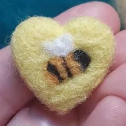 Felted 1" Bumblebee Heart for wholesale by Coastal Felting