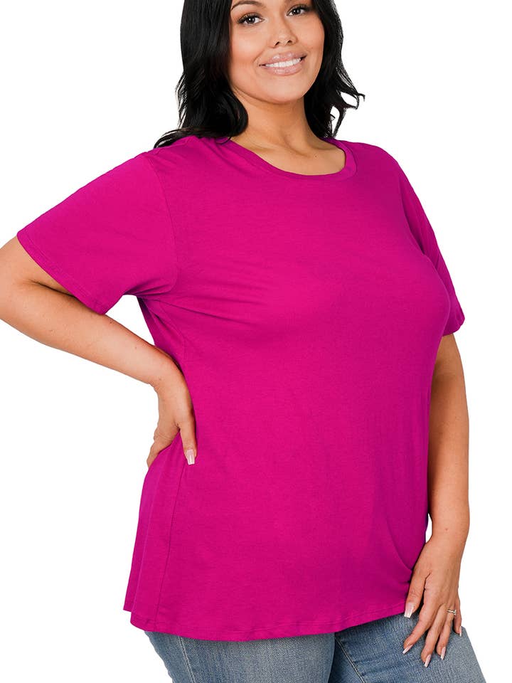 Plus-size bomulds T-shirt med korte ærmer i boyfriend-stil for engroshandel hos 42POPS