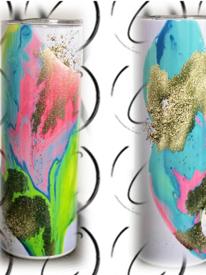 Neon Gold 20oz UV Purple Skinny Tumbler for wholesale by CMD Wholesale