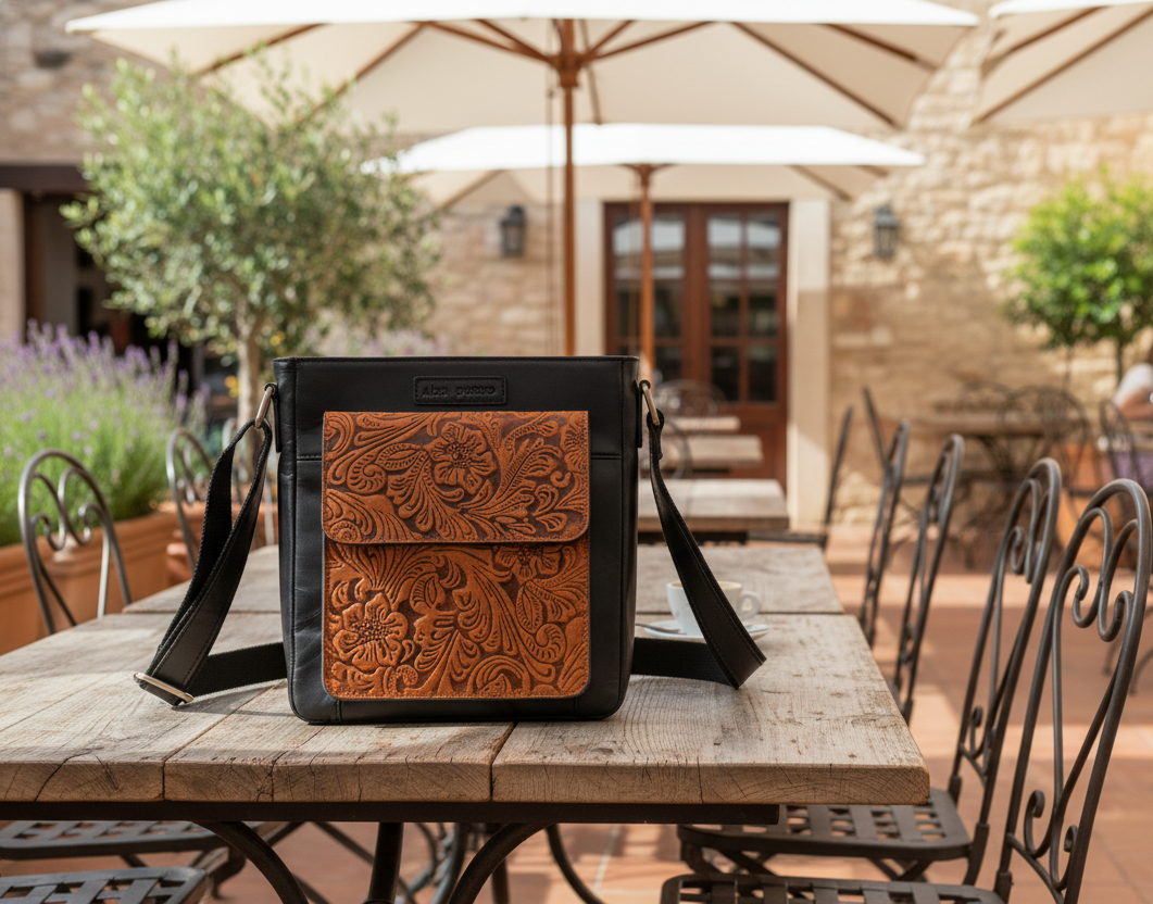 Alta Quero - Wholesale Crossbody Bag - Women's - Embossed Genuine Leather Crossbody Bags (2-Pack)–Floral+Leaf2