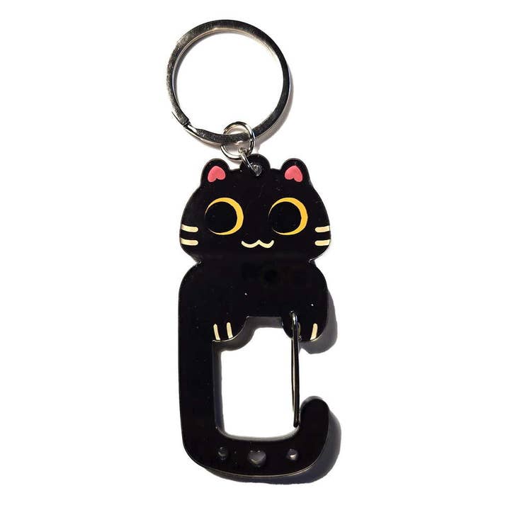 Black Cat Carabiner Keychain for wholesale by Maofriends