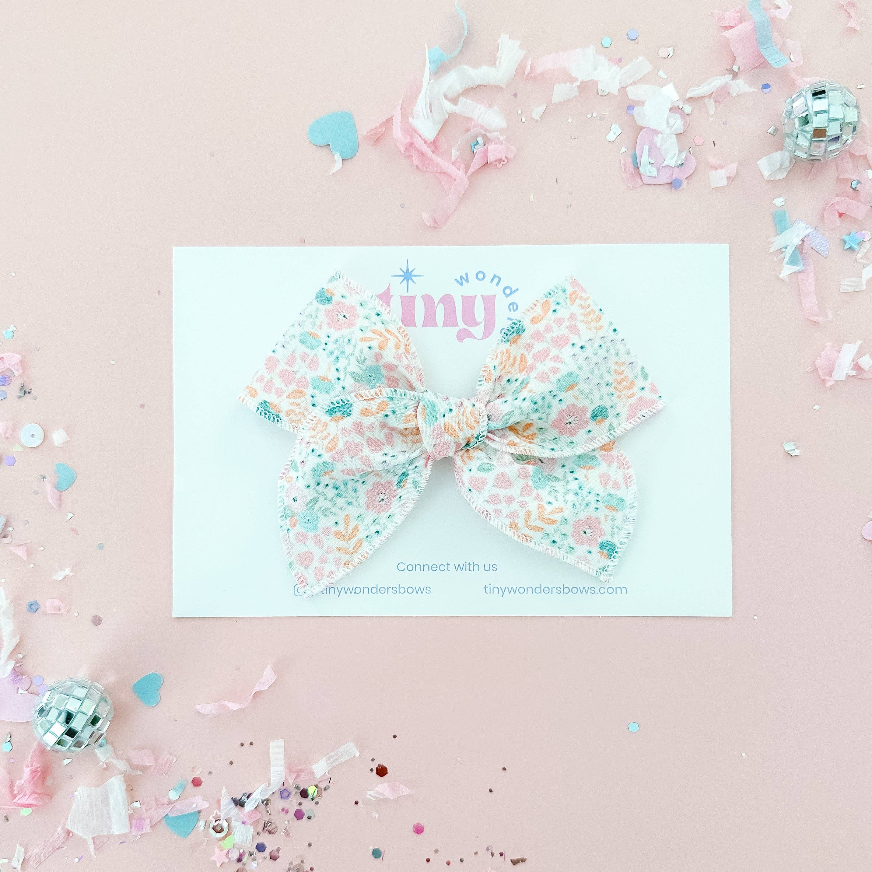 Tiny Wonders Bows - Wholesale Hair Bow - Kids - Mint and Pink Flowers6