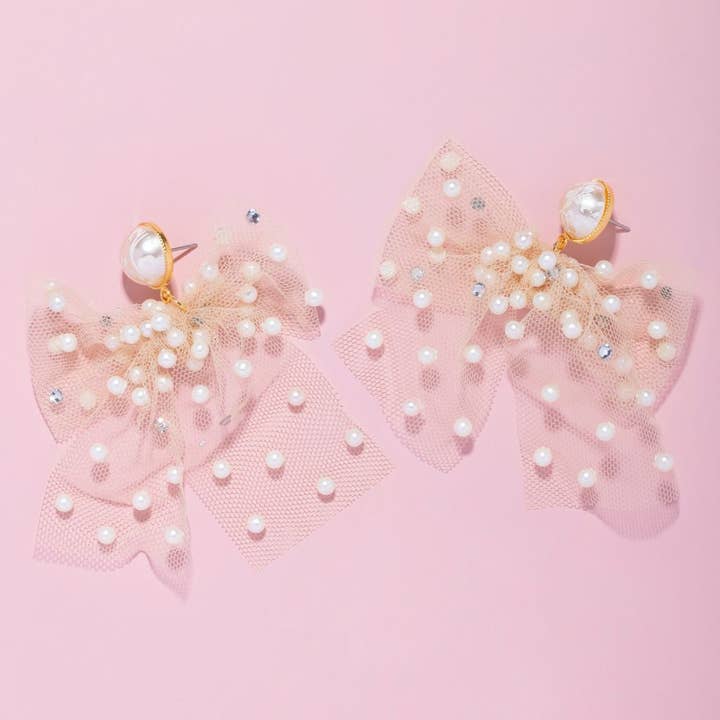 The Pink Reef Ballerina Nude Tulle Bow for wholesale by The Pink Reef