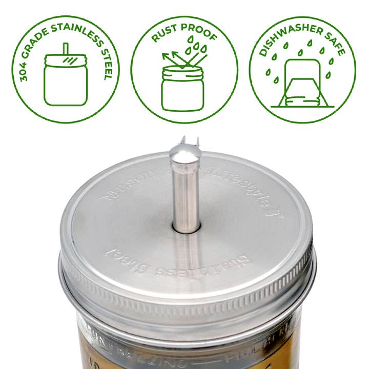 Mason Jar Lifestyle - Wholesale Kitchen Tool/Gadget - Stainless Steel Pour Spout Oil Cruet Lids for Mason Jars