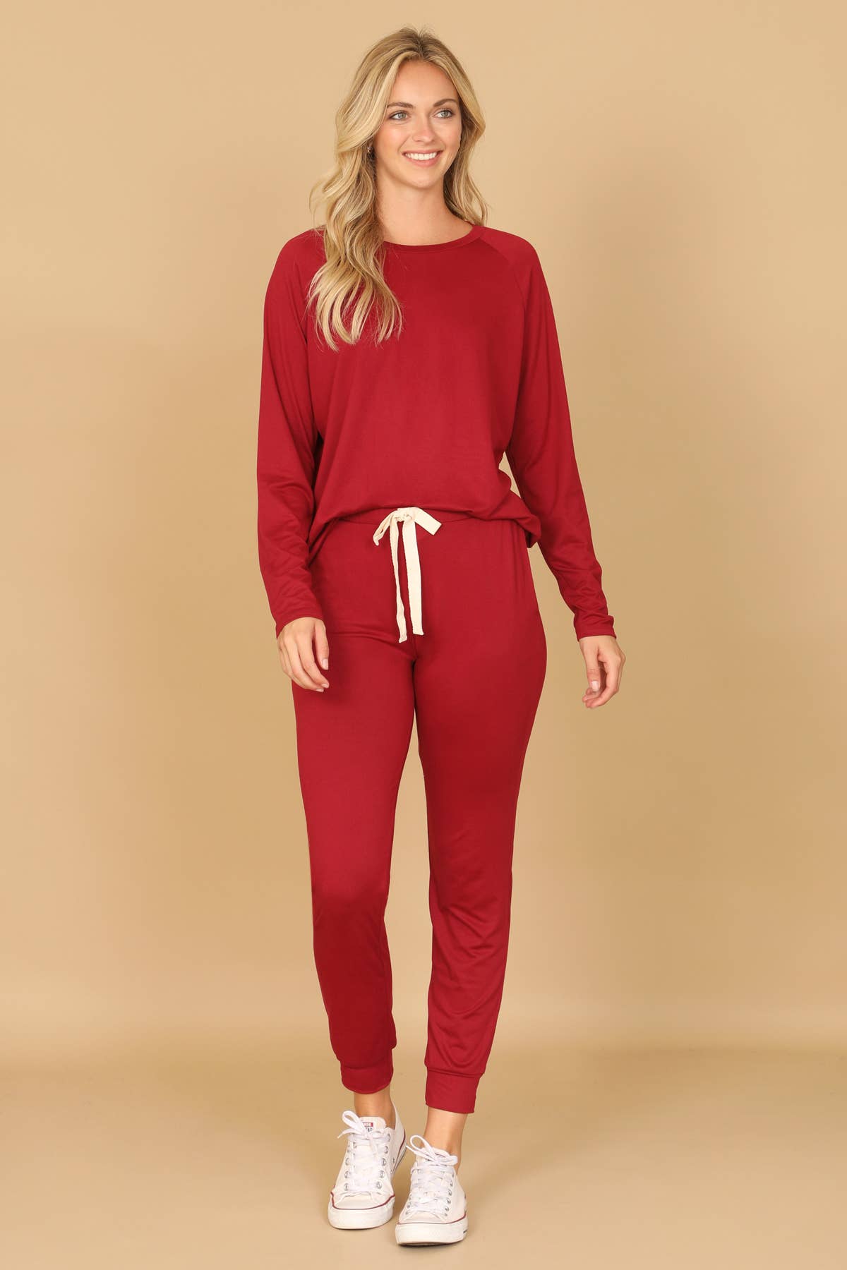 You & Me - Vendita all'ingrosso Pantaloni sportivi/da jogging loungewear - Donna - Set maglia a maniche lunghe e joggers taglie forti YMP40001XV con cintura da annodare.30