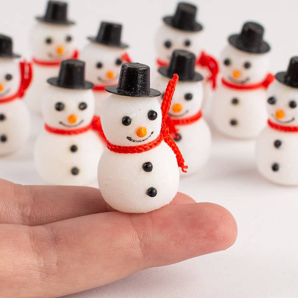 Factory Direct Craft - Wholesale Decorative Tabletop Object - 1-1/2" Miniature Flocked Snowmen (Bag of 10)2