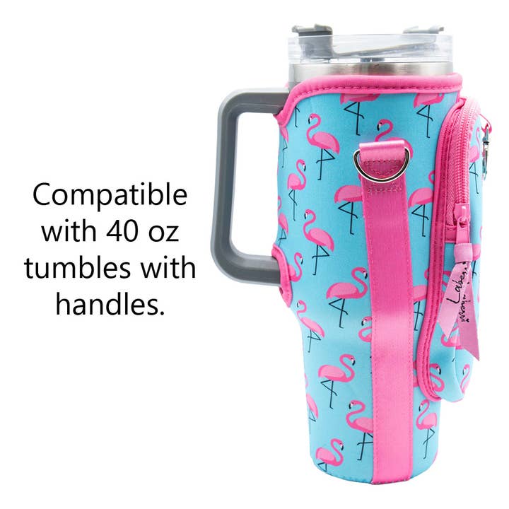 Laberri - Wholesale Crossbody Bag - Women's - 40 oz Tumbler "Handle" Bag - Flamingos1