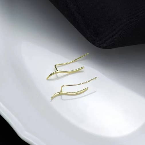 happyzzzsu - Wholesale Ear Jackets/Climbers - 925 Sterling Silver Wave Climber Ear Crawler Earrings6