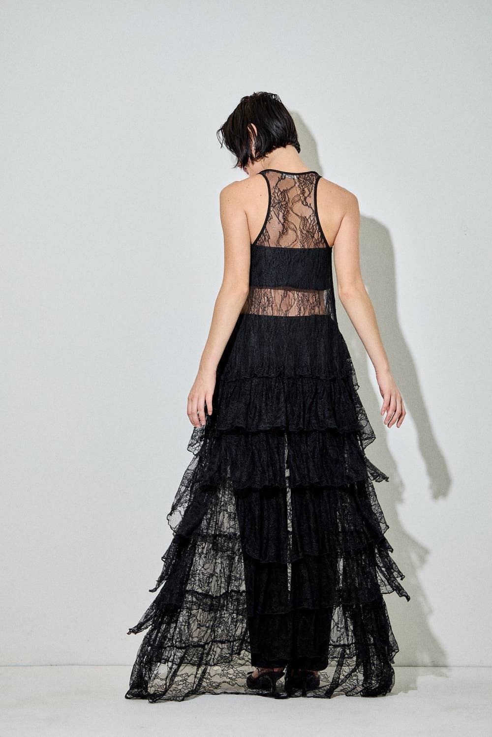 Baevely by Wellmade USA - Vendita all'ingrosso Camicetta - Donna - Spolverino a balze con volant in pizzo romantico6