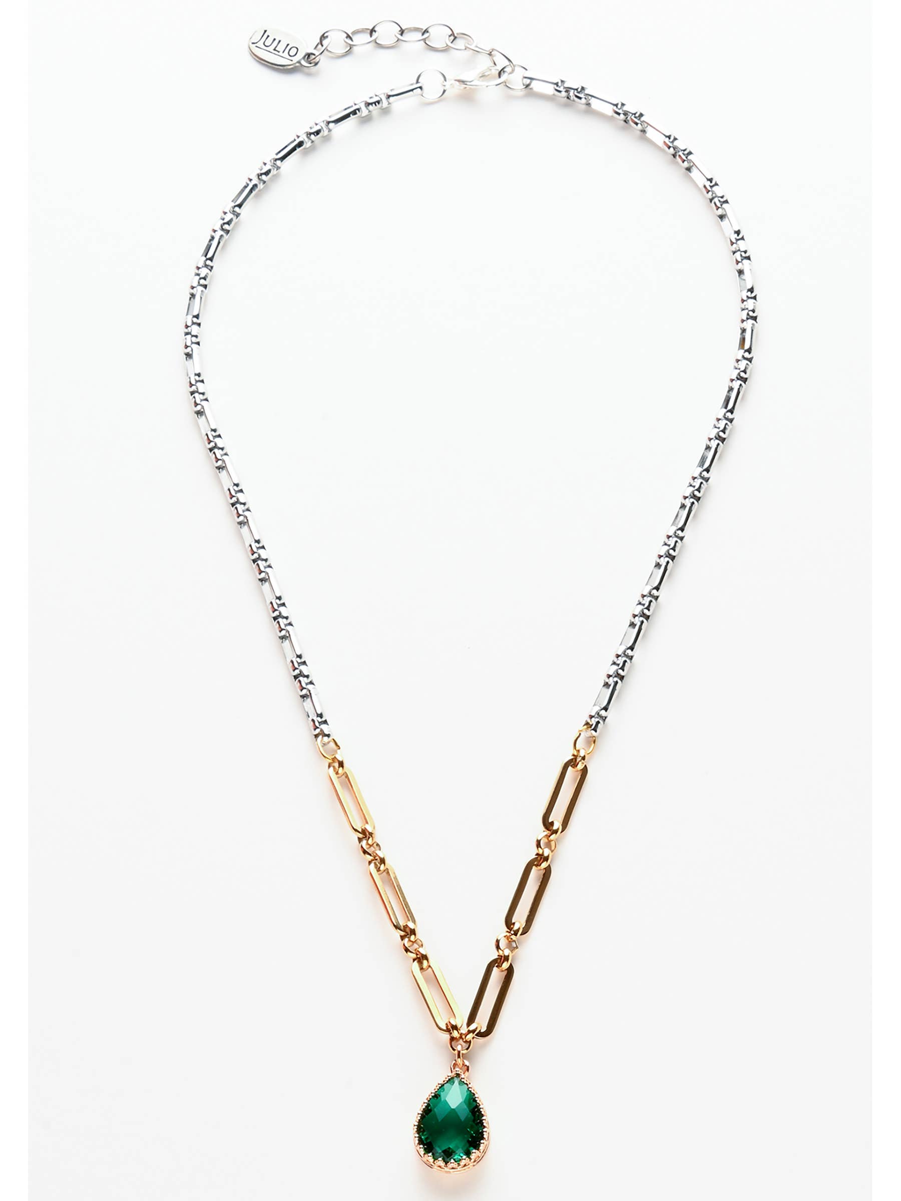 Julio Designs – wholesale Hänge-/berlockhalsband – Mabank fasetterad kristallhänge på duo-texturerad kedja3