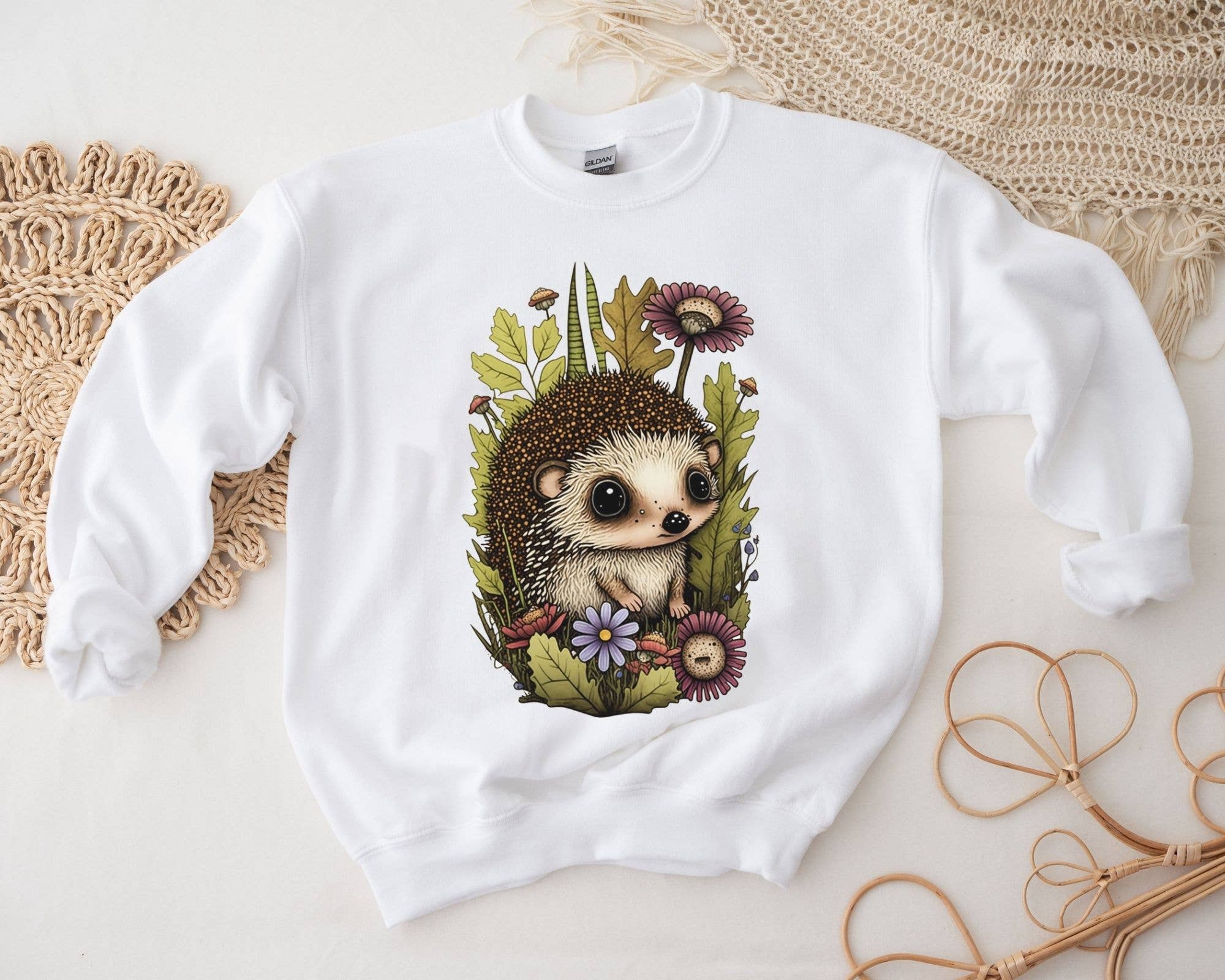 Vivtrek - Vente Sweat-shirt à imprimés – unisexe - Joli sweat-shirt Hedgehog Nature Cottagecore Lover pour bébé,4