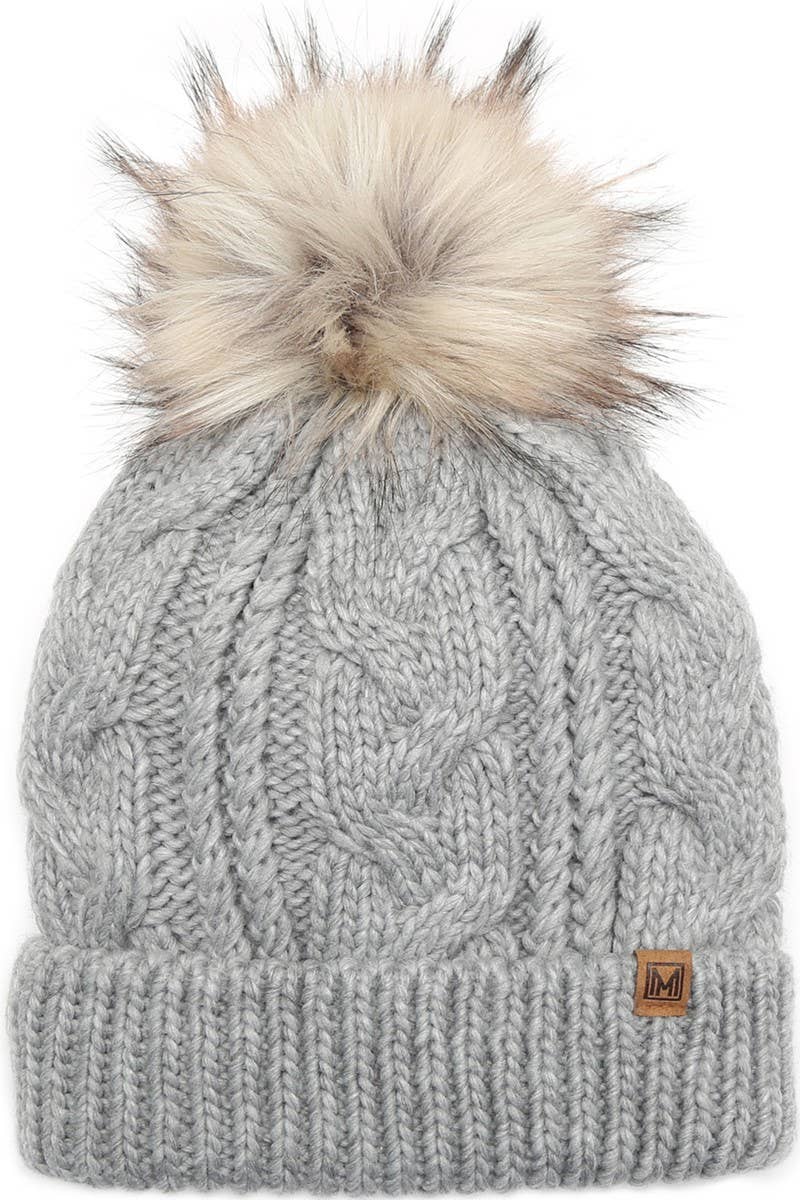 Fashion City - Wholesale Beanie - Women's - Women's Faux Fur Pom Beanie Hat with Sherpa Lining17