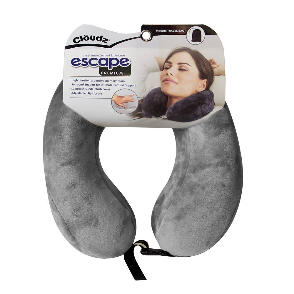 Cloudz - Wholesale Travel Pillow - Cloudz Escape Premium Memory Foam Travel Neck Pillow - Grey1