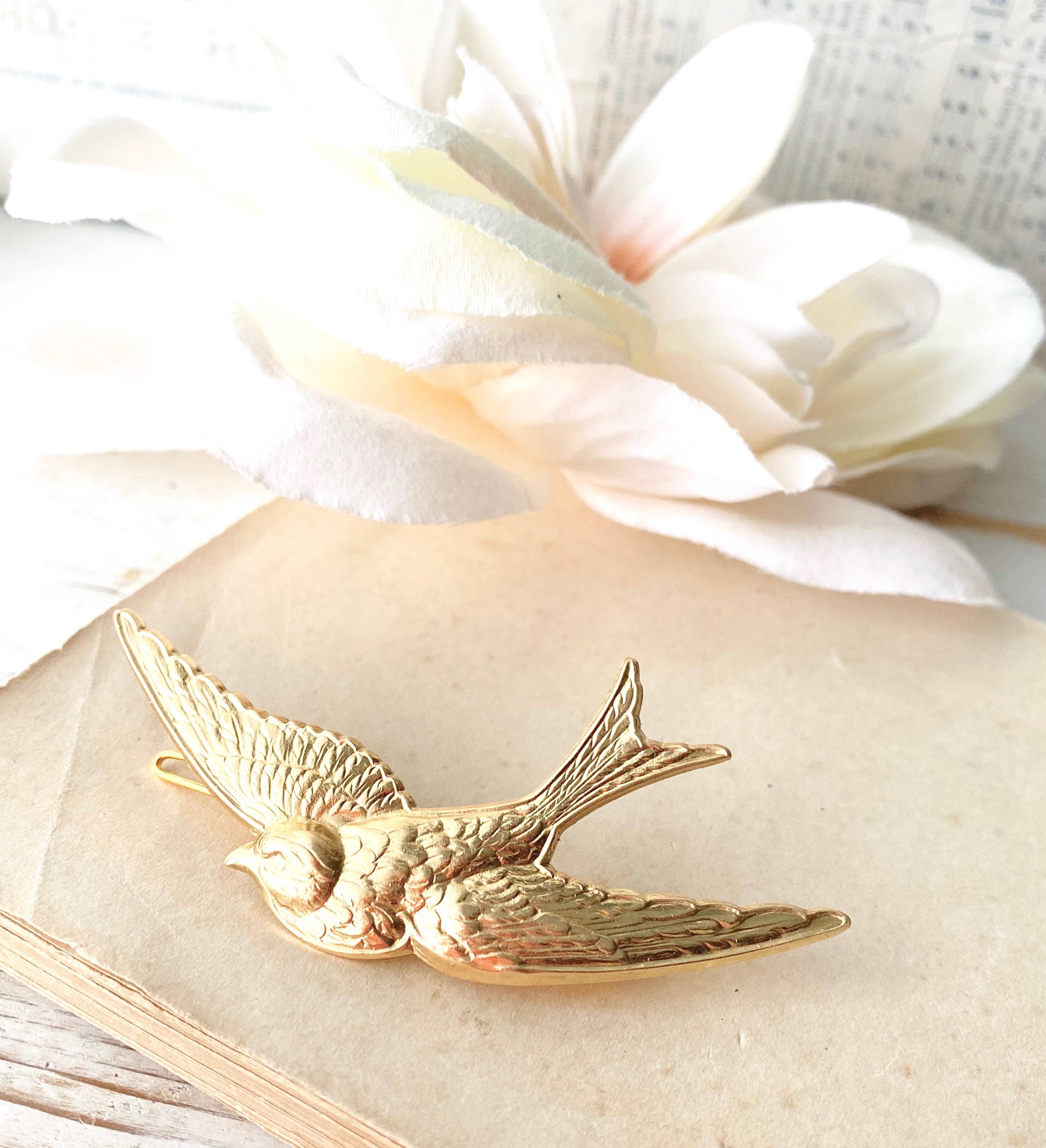 Red Truck Designs - Wholesale Hair Clip - Women's - Gold Bird Barrette Hair Clip Bird Hair Pin Garden Wedding2