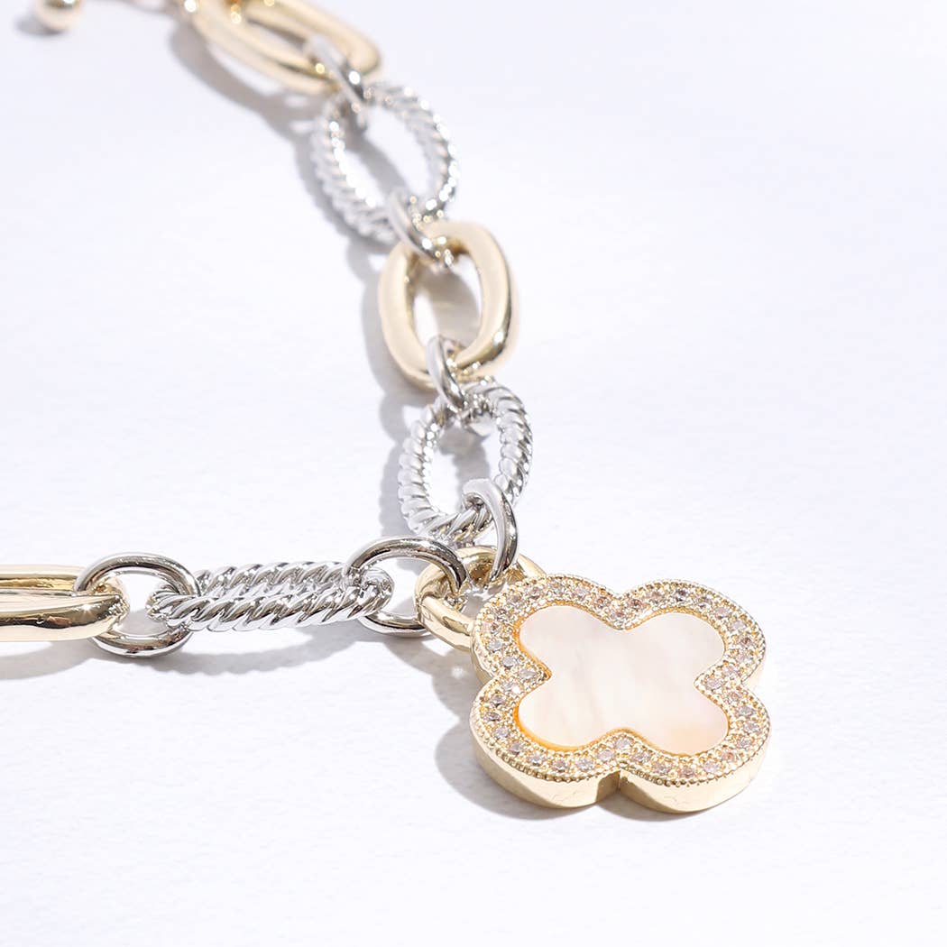 BKM Two Link Clover MOP Link Bracelet  for wholesale on Faire3