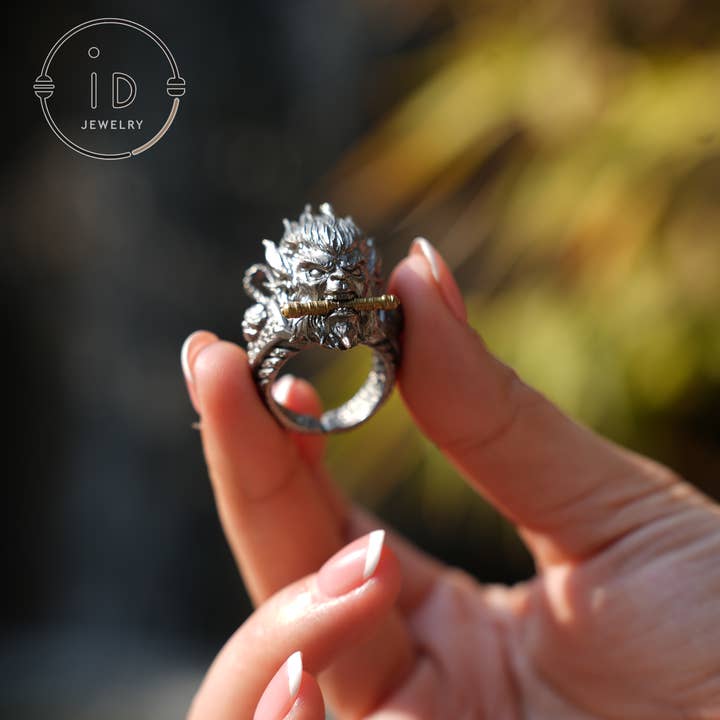 idjewelry – Engroshandel Statementring – Sort Wukong Ring - 925 Sølv Gotisk Design, Statement Smykker til Fantasy Elskere