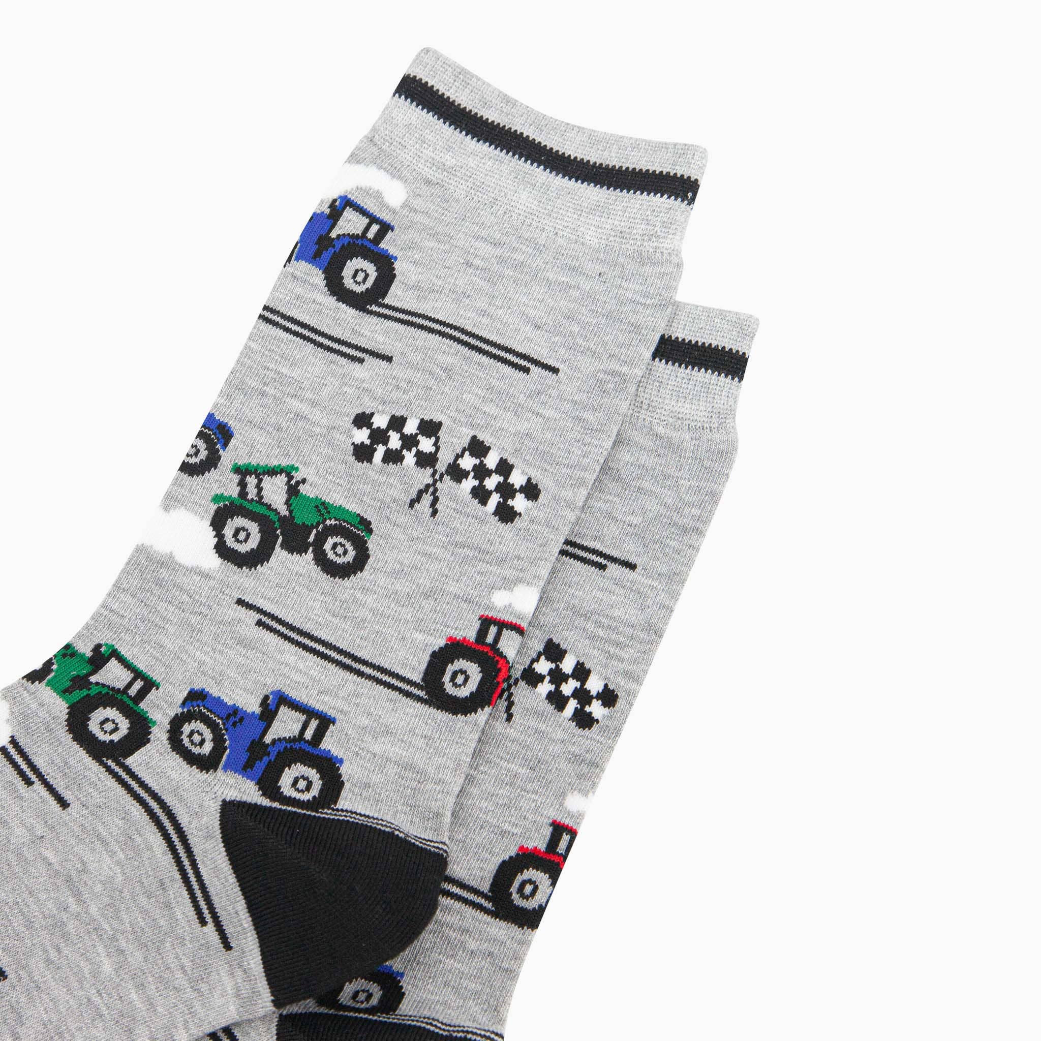 Sock Talk - Wholesale Socks - Men's - Men's Bamboo Socks - Grey, Tractor Racing2