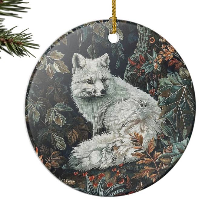 Arctic Fox William Morris Christmas Ornament for wholesale by Miss Crabtree