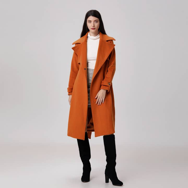 Smart and Joy - Wholesale Trench Coat - Women's - Wool coat with wide shutters15