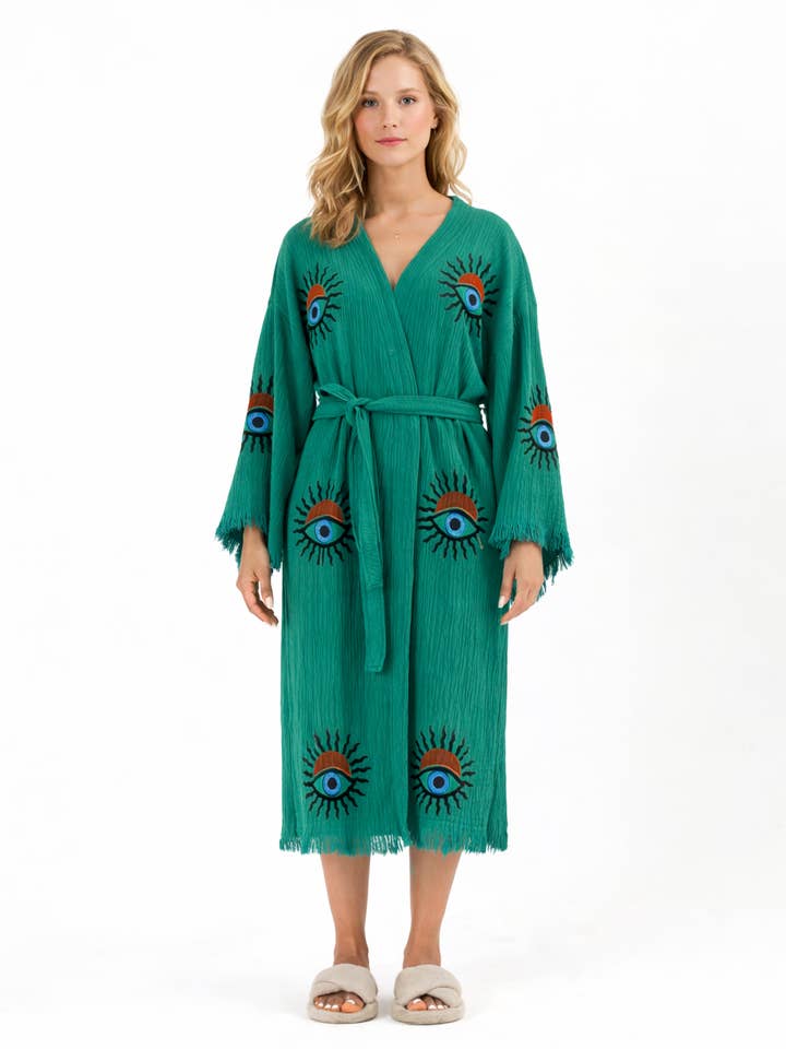 Robe kimono Eye, tenue d'intérieur, tenue de plage pour la vente par TurkanHome