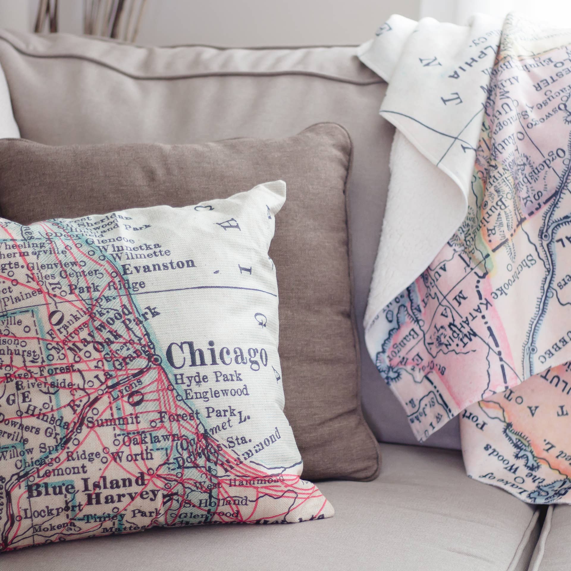 Chicago Map Throw Pillow Faire Com