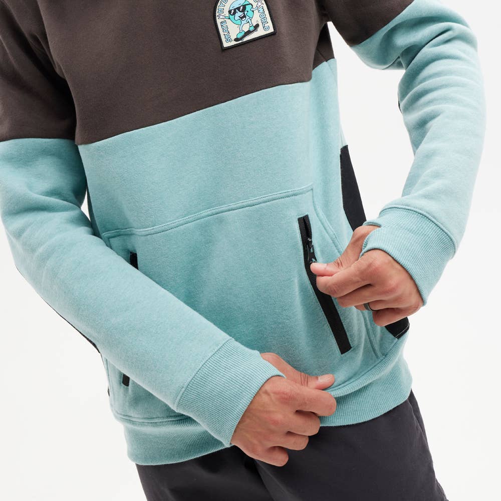 Hydroponic - Wholesale Hoodie - Men's - Dh Globe 02- Charcoal/Heather Acqua5