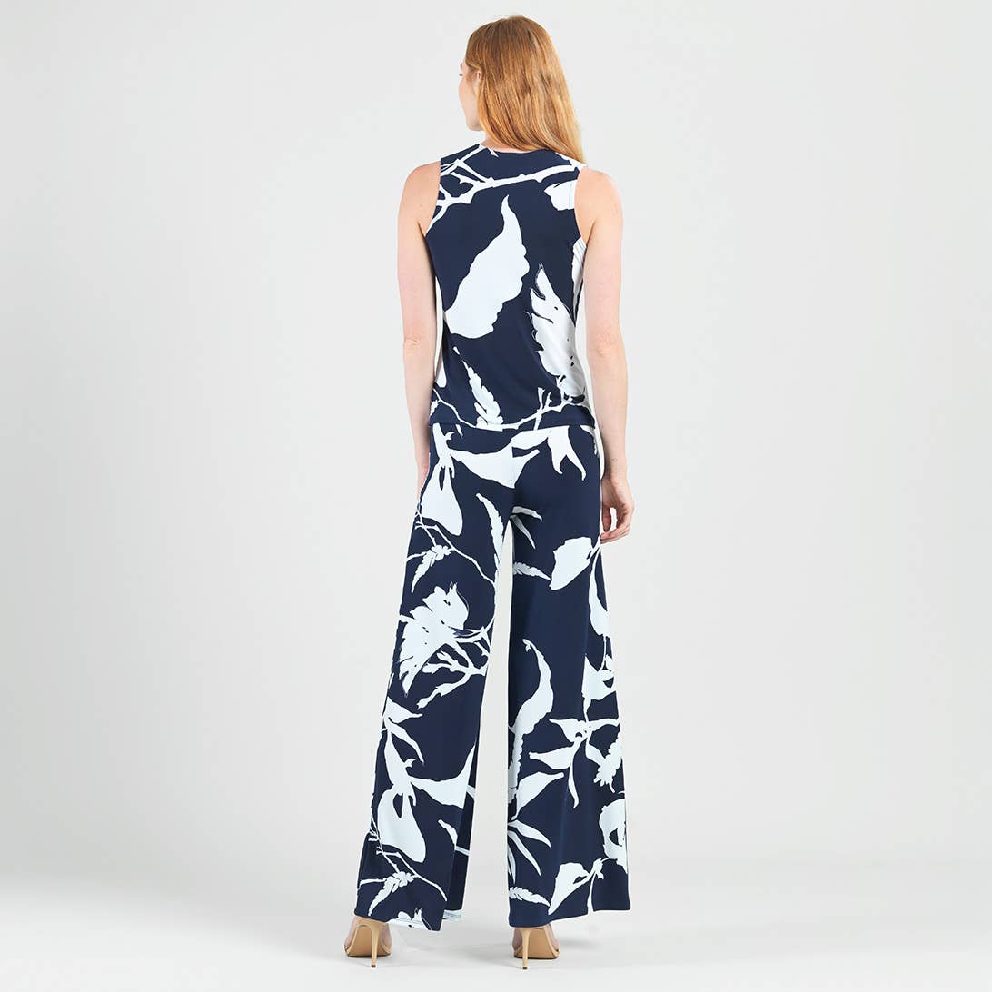 Navy White T49P29 - Sleeveless V-Neck Center Front Tie Top for wholesale on Faire14