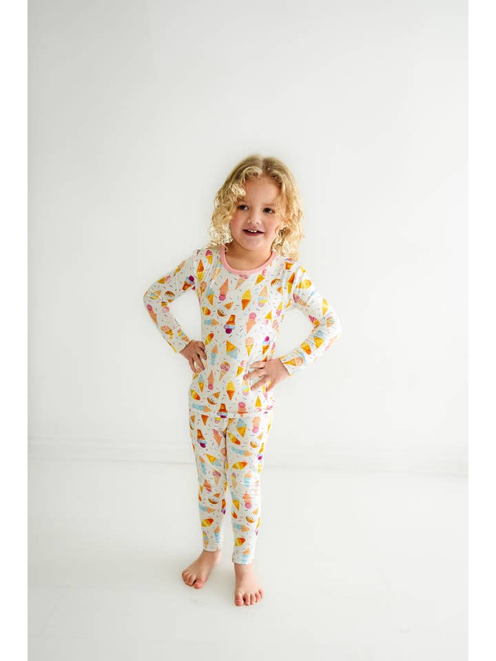 Macaron + Me - Wholesale Sleepwear Set - Kids - Ice Cream Long Sleeve Jammies