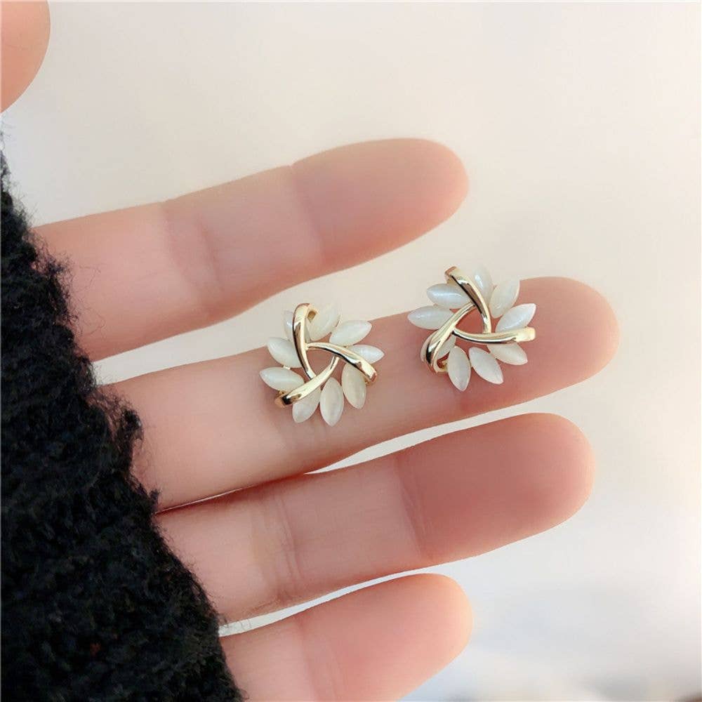 Ashlen - Wholesale Stud/Post Earrings - OPAL PETAL STUD EARRINGS (PAIR)4