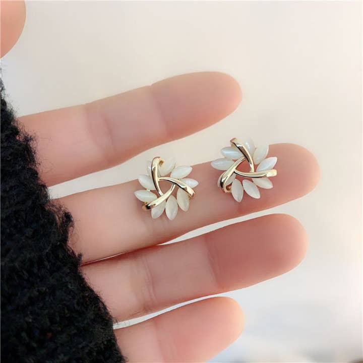 Ashlen - Wholesale Stud/Post Earrings - OPAL PETAL STUD EARRINGS (PAIR)4