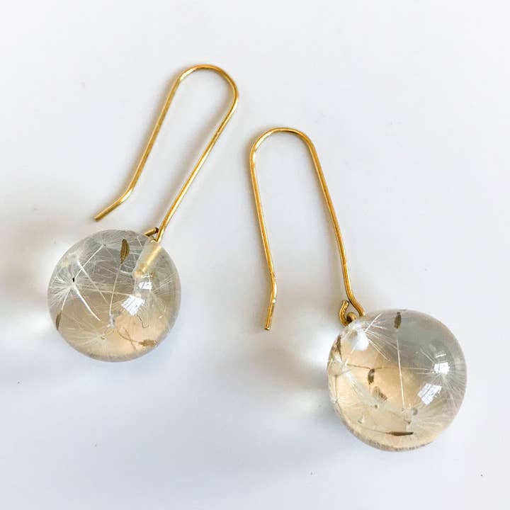Botanical Mini Sphère Boucles d'oreilles pissenlit pour la vente par Belart Fair Trade