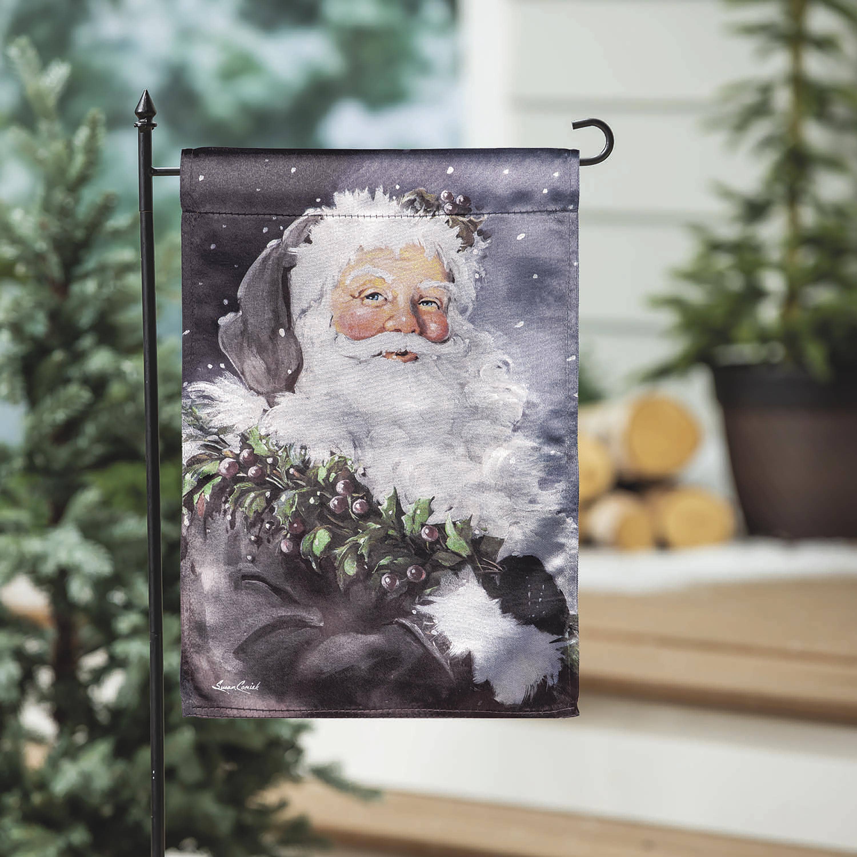 Evergreen Enterprises - Wholesale Flag - Santa in the Winter Lustre Garden Flag0