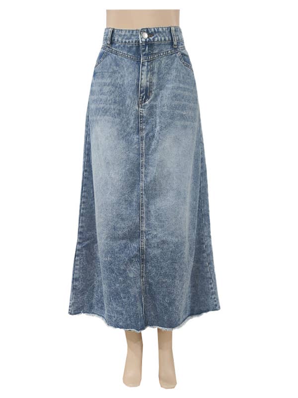 Vintage low-waist midi A-line denim skirt for wholesale by HIDDENBRAND