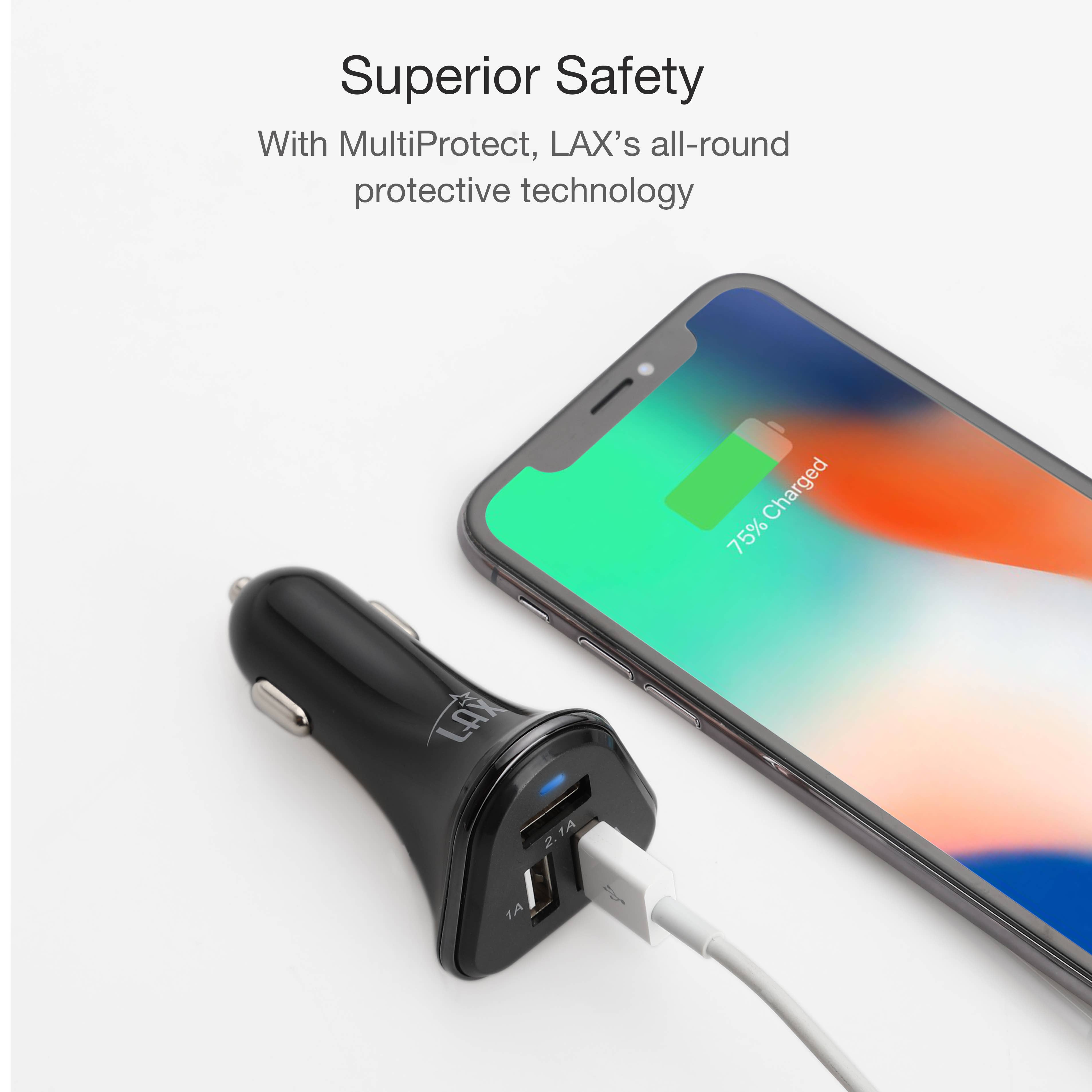 LAX Gadgets - Wholesale Portable Charger - USB 3 Ports Fast charger for Cars (Retail Packaging)4