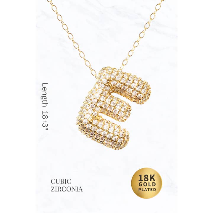 Suzie Q USA - Wholesale Pendant/Charm Necklace - Bubble Initial Necklace