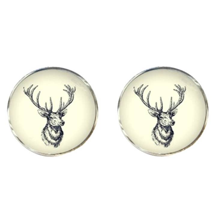 Stags Head Cufflinks - White And Black for wholesale by Bassin And Brown