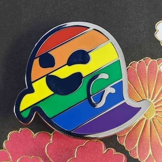 Gaysper - queer pride, LGBTQIA+ ghost hard enamel pin for wholesale by Cunning Linguist Co.