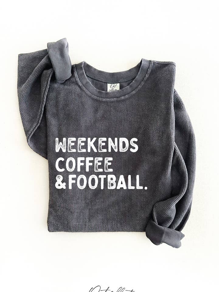 WEEKENDS COFFEE AND FOOTBALL Thermal Vintage Pullover for wholesale by OAT COLLECTIVE