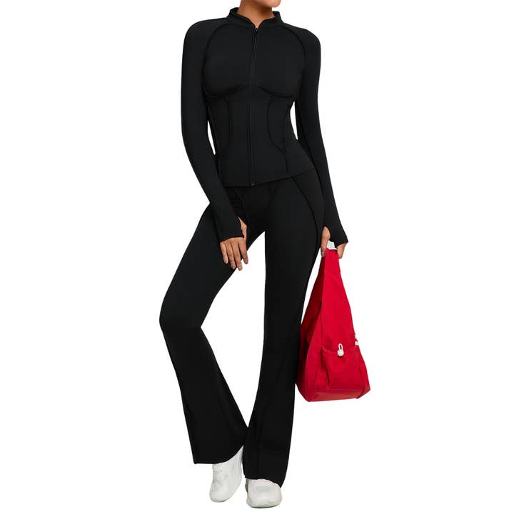 Sodalemon - Wholesale Activewear set – Women′s - Ladies' zipper long-sleeve two-piece set