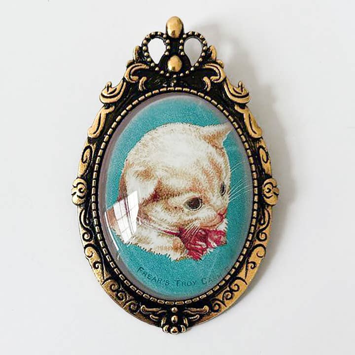 Victorian White Kitten Cat Bow Brooch Vintage Silver or Gold for wholesale by Asunder Bazaar