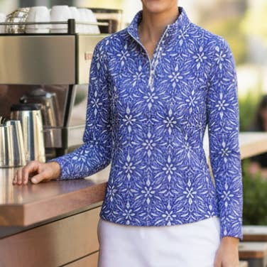 Anna Maria Maglione in Geo Tile Periwinkle e Bianco per la vendita all'ingrosso da parte di Katherine Way