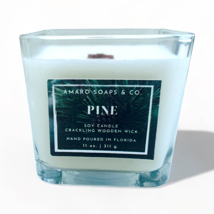 Candela di soia Wick in legno di pino per la vendita all'ingrosso da parte di Amaro Soaps & Co.