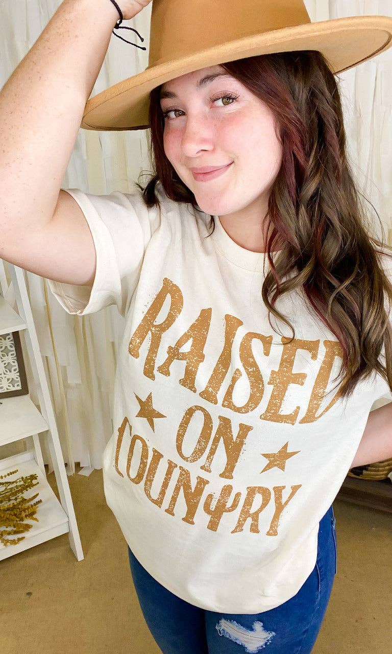 Sugar Stitch - Wholesale Screen Printed T-Shirt - Women's - Raised on Country T-Shirt1