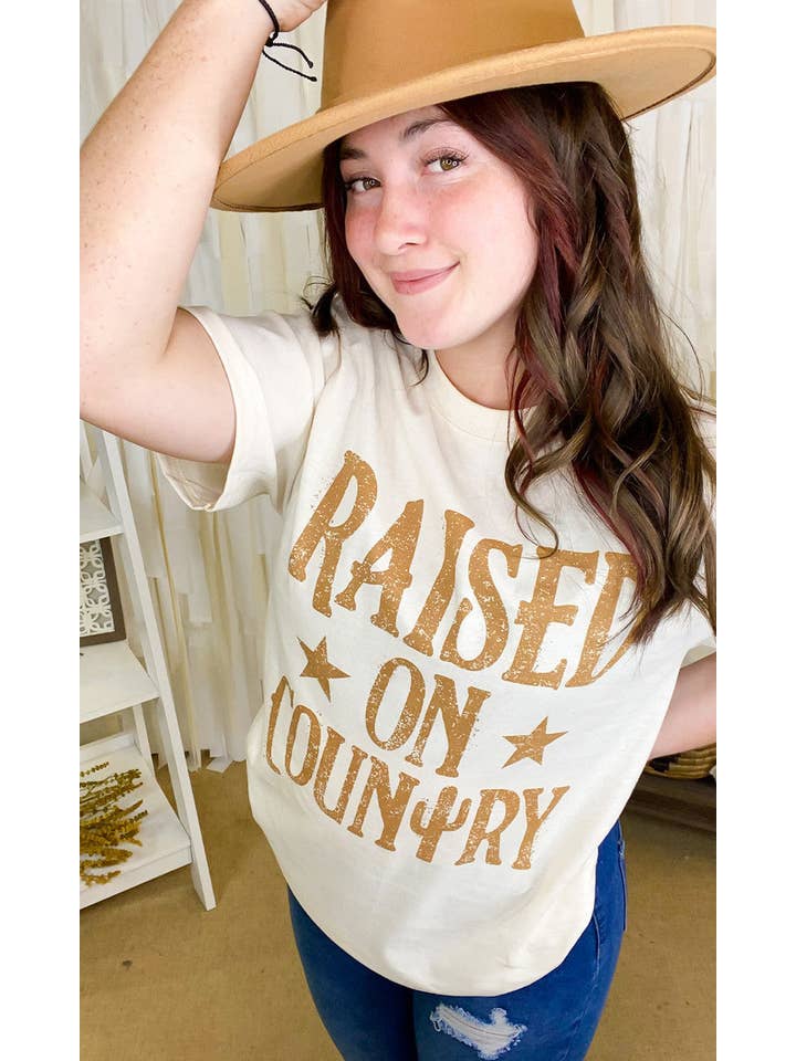 Sugar Stitch - Wholesale Screen Printed T-Shirt - Women's - Raised on Country T-Shirt1