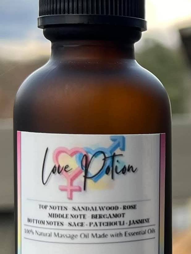 1 oz All Natural "Love Potion" Massage Oil for wholesale by Soul Glow Creations