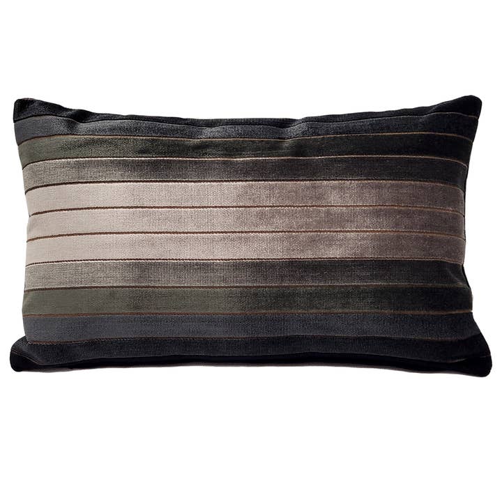Carbon Stripes Textured Velvet Throw Pillow, 12"x19" for wholesale by Pillow Decor