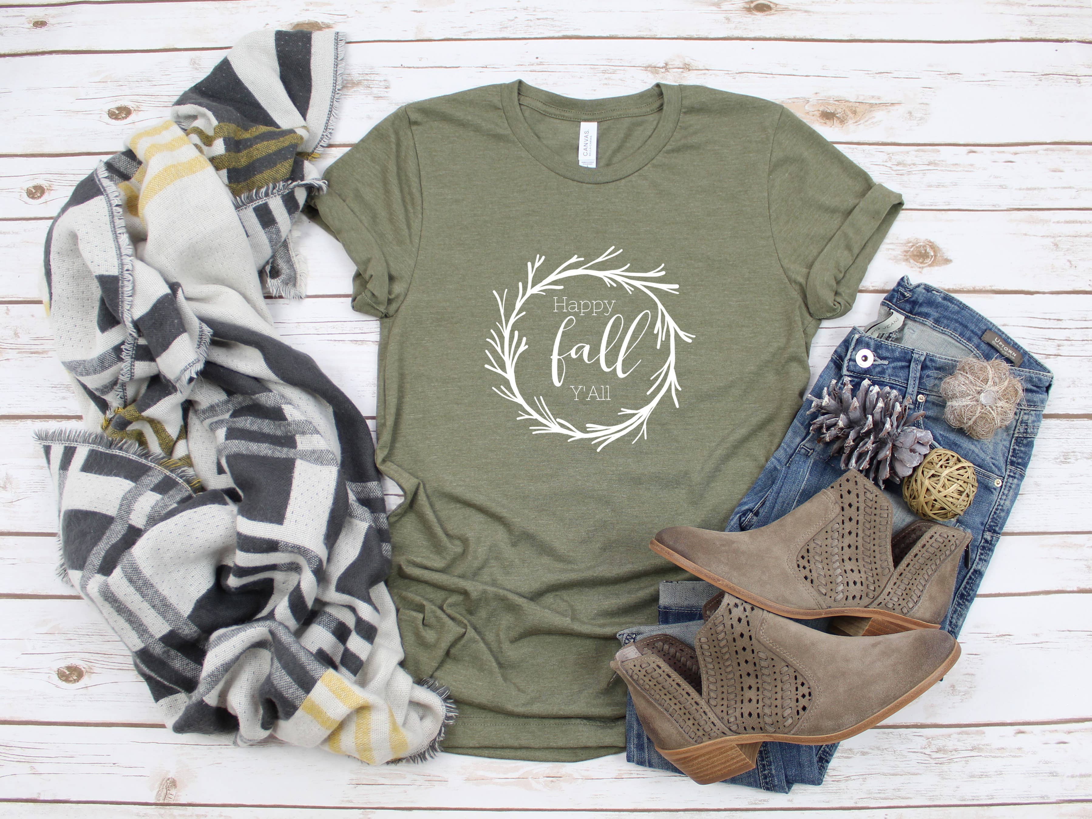 My Bella Vida Inc. - Wholesale T-Shirt (Graphic) - Women's - Wreath Fall Shirt, Autumn Shirt Circle4