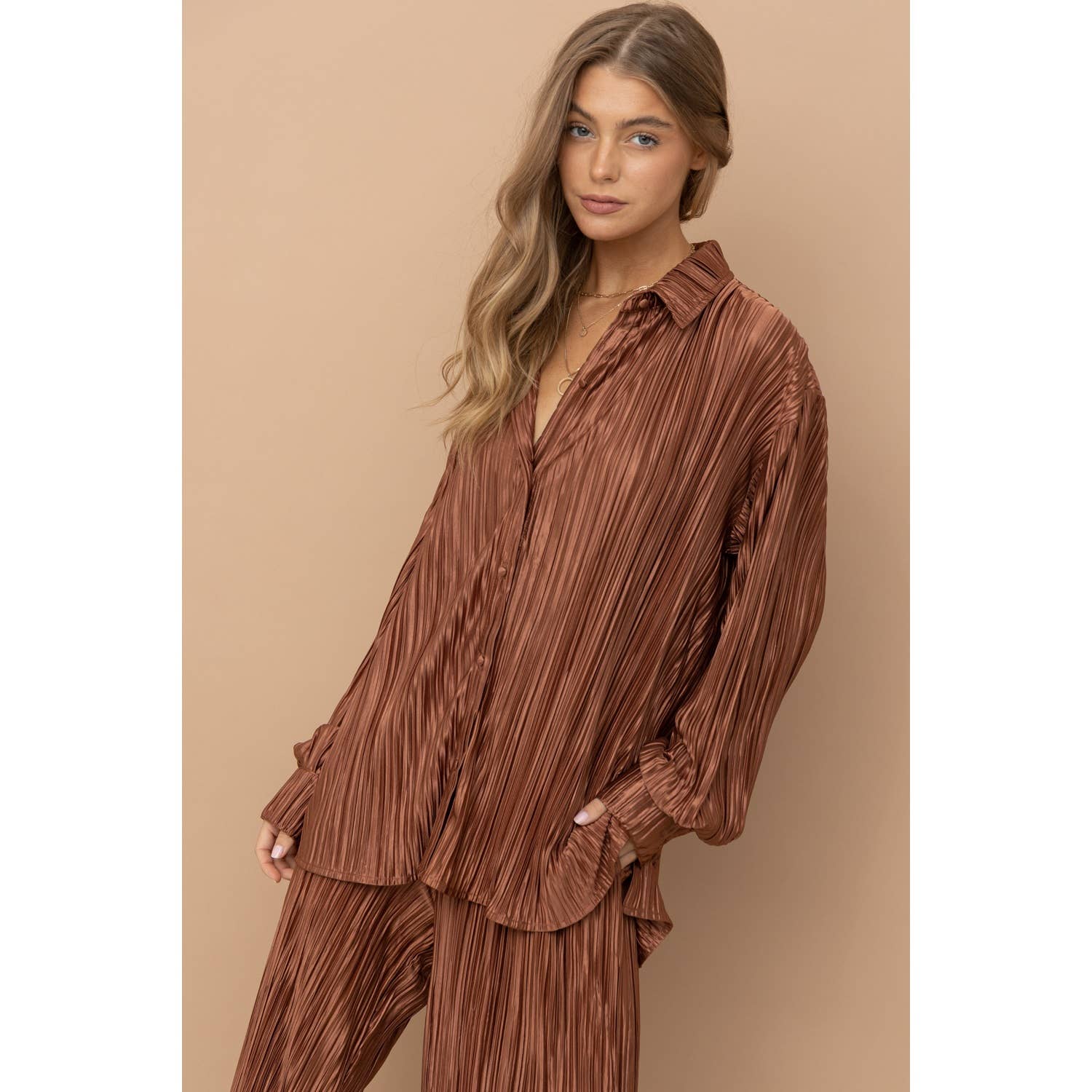 Apolline - Wholesale Top & Pant Set (NOT Loungewear) - Women's - Pleated Blouse Pants Set7